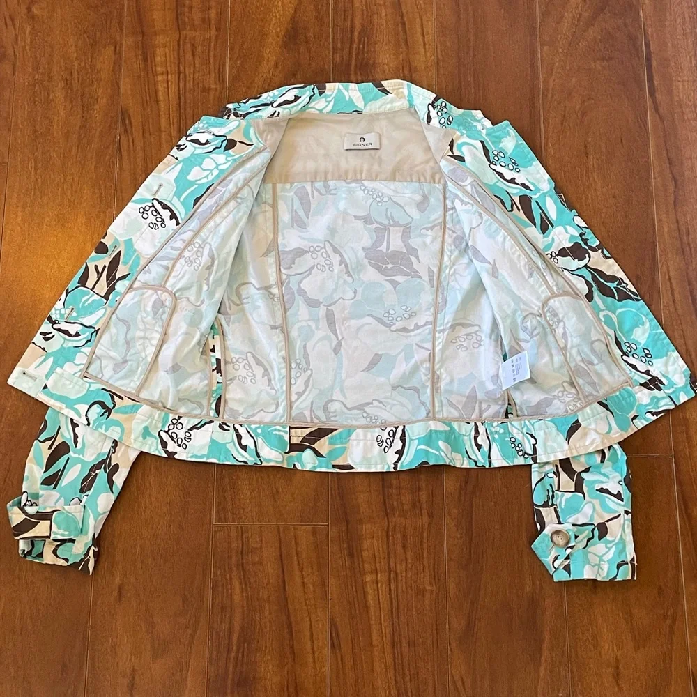 AIGNER Women’s Floral Lightweight Jacket Chinese Collar Size 6